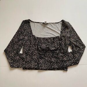 TopShop Floral Square neck in Black Ivory Pink Size US 8
